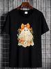 Vintage Floral Halloween Fall Girly Ghost Lace Spooky Season T-Shirt Women Top Graphic Tees Unisex Print Round Neck Short Sleeve Versatile Comfortable Stretched Graphic Soft Slightly T-Shirt For Women Casual Top For Everyday Wear Summer Women Casual_viptrois.com