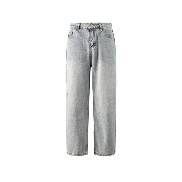 2025 New American Washed Denim Jeans Men, Spring And Summer Straight Leg Casual Pants, Black Loose Pants For Men_viptrois.com