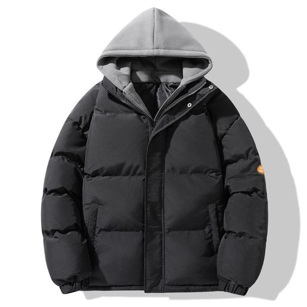 Men's Clothing Brand Fake Two Piece Hooded Cotton Coat Winter Trend Men And Women Couple Hooded Thickened Loose Thickened Cotton Coat Winter Coat_viptrois.com