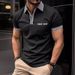 European And American Cross-Border Summer Short Sleeve Button Color Block Men's Sports Polo Shirt_viptrois.com