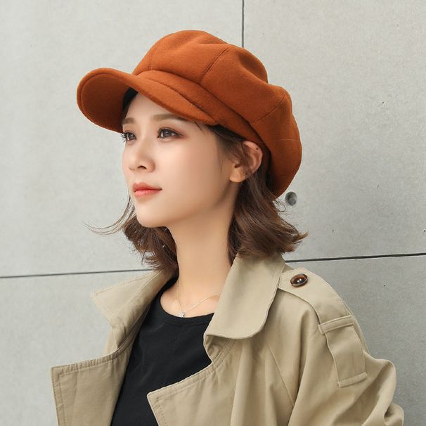 Korean Woolen Beret And Winter Versatile Trendy Duckbill Octagonal Hat For Women, Autumn Artist Hat, British Style_viptrois.com