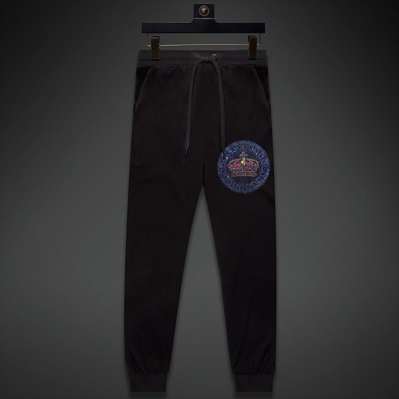 Men's Clothing Snow Fox Brothers Handsome Men's Pants Casual Versatile Hot Diamond Crown Straight Casual Pants Men's Black Trousers With Cuffs_viptrois.com