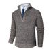 Men's Thick Knit Cardigan Sweater - V-Neck Long Sleeve Casual Pullover For Autumn (Light Gray, Dark Gray, Navy, Maroon, Brown) - Sizes M To 3xl_viptrois.com