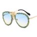 European And American Personality Bee Net Red Sunglasses Inlaid With Diamonds Retro Metal Fashion Large Frame Sunglasses Female Ins Trend Cross Border_viptrois.com