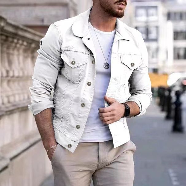Cross-Border European American Spring And Autumn Fashion Solid Color Slim Fit Stand Collar Cardigan Men's Jacket Sports_viptrois.com