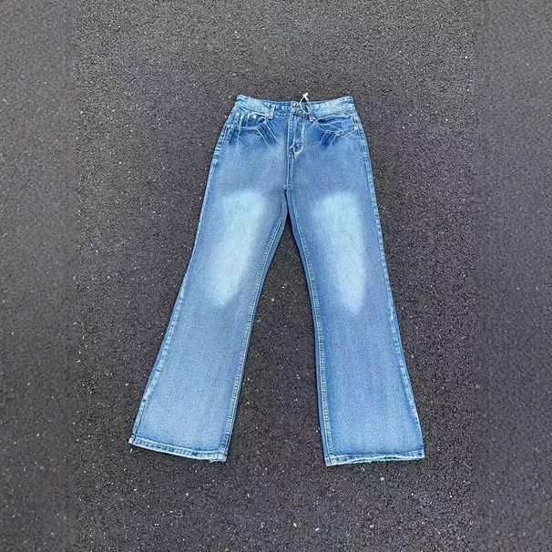 "Men's Ice Blue Flared Jeans – Lightning Wash & Subtle Distressing | Clean Fit Bootcut | Retro Revival Silhouette"_viptrois.com