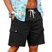 Men's Cotton Linen Casual Loose Shorts Summer Multi Pocket Beach Cargo Pants Style_viptrois.com