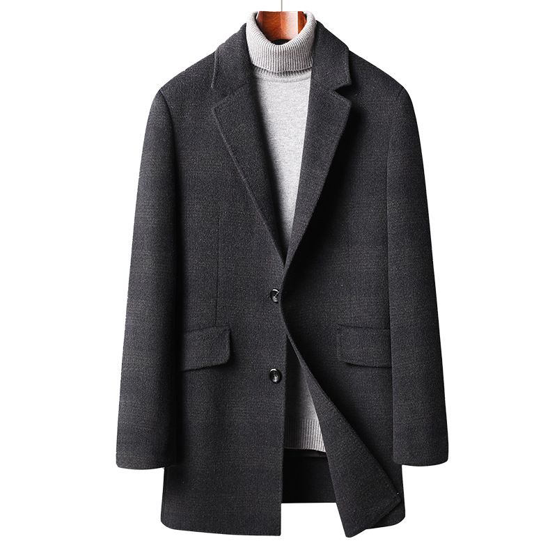 Men's Clothing lining thickened double sided wool coat men's cashmere wool coat mid length wool double sided wool coat_viptrois.com