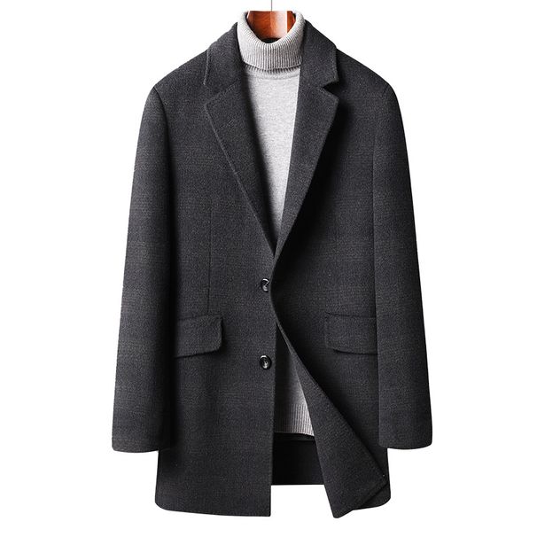 Men's Clothing lining thickened double sided wool coat men's cashmere wool coat mid length wool double sided wool coat_viptrois.com