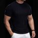 Men's Clothing New Style Half Sleeved Men's Short Sleeved Thin Bottoming Shirt Striped T Shirt_viptrois.com