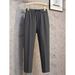 Men's Clothing Summer Thin Tapered All Match Drape Straight Trousers Men's Solid Color Trendy Drawstring Slim Fitting Non Iron Nine Point Casual Pants_viptrois.com