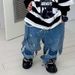 24 Spring And Summer New Children's Clothing Horse Brand Children's Thin Straight Jeans Boys And Girls Washed Hole Denim Pants_viptrois.com
