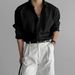 Men's Clothing Black Long Sleeved Shirt High Grade Vertical Striped Texture Light Mature Style Versatile Non Iron Casual Business Shirt_viptrois.com