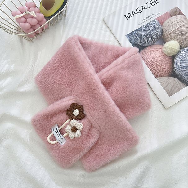 Rabbit Fur For Women, Autumn And Winter Korean Version, Cute Cartoon Flower, Plush Thickened Warm Student Neck_viptrois.com