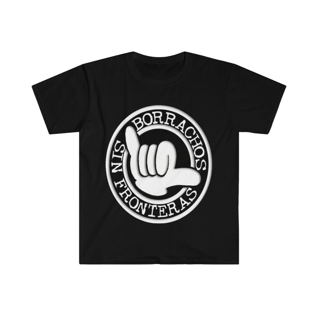 Unisex Soft Cotton 100% Cotton T-shirt Mens Tees Top. Borrachos Sin Fronteras_viptrois.com