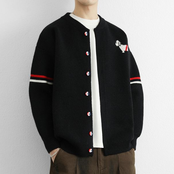 Men's Jacquard Knit Cardigan – Trendy Oversized Button-Up Sweater (M-XXXXL) | Streetwear & Casual_viptrois.com