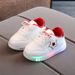Mother & Kids Children's luminous shoes 2024 Korean version new children's sports shoes white shoes five-pointed star student shoes baby toddler shoes_viptrois.com
