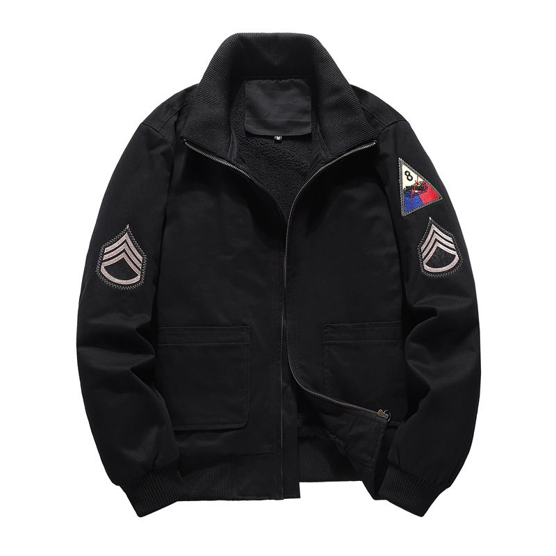 Men's Clothing Wholesale Winter Jacket Men's Cotton Plus Velvet Thick Casual Coat Men's MA1 Workwear Flight Air Force Uniform_viptrois.com