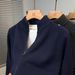 Men’s Zip-Up Knit Cardigan – Semi-Turtleneck Lightweight Sweater (M-3XL, Light Grey/Dark Grey/Beige/Navy)_viptrois.com
