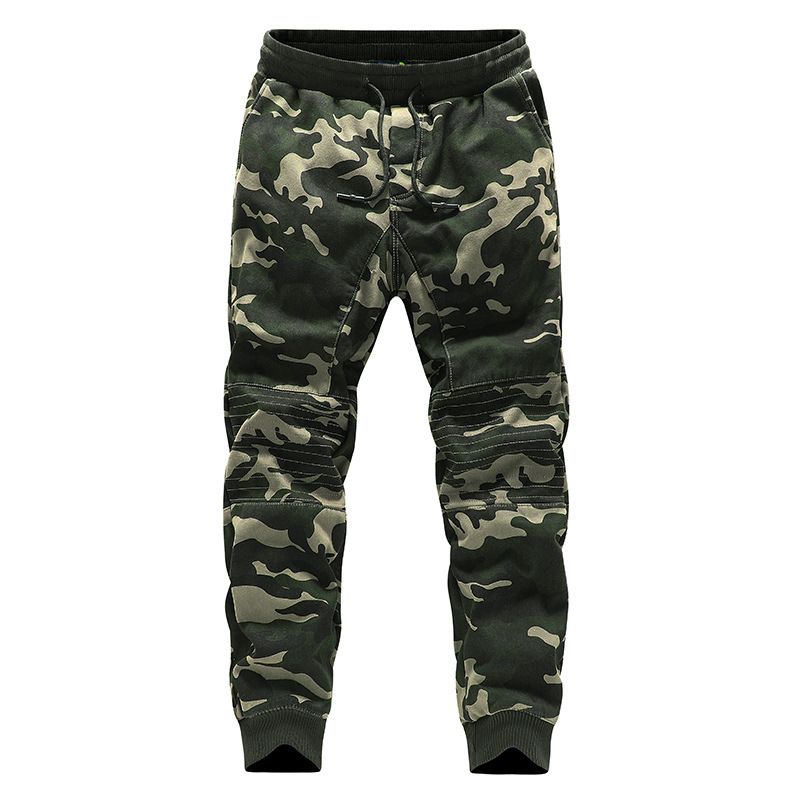 Men's Camouflage Cargo Jogger Pants - Fleece Lined, Washed Cotton, Slim Fit, Casual Streetwear For Winter_viptrois.com