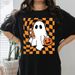Boo, Maestro Boo Cuadros, Maestro, Vintage A Cuadros Vibra Espeluznante Lindo, Camiseta Otoño Halloween, Ropa Casual_viptrois.com