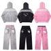 Men's Clothing Streetwear Hoodie & Jogger Set – Oversized Printed Tracksuit With Double Waistband, Drop Shoulder & Stripe Accents (Polyester-Spandex)_viptrois.com