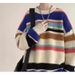 Autumn And Winter New Men's Sweater Loose Crew Neck Striped Knitted Sweater Boys Trend Contrasting Color Pullover Warm Top_viptrois.com