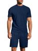 Men's Summer Jacquard Short-Sleeve Shirt & Shorts Set – Loose-Fit Breathable Athletic Outfit (Solid Color Casual Wear)_viptrois.com