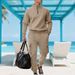 Jacquard Check Heavyweight Workwear Set – Long-Sleeve Crewneck Top & Straight-Leg Pants (S-XXXL, 6 Colors)_viptrois.com