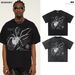 Men's Clothing 2025 Cross Border Summer Y2K Spider Washed Old American Street Print 300g High Weight Short Sleeved T Shirt Top_viptrois.com
