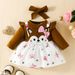 Babies' clothes baby girl long-sleeved fox embroidered false strap mesh dress girls spring and autumn bowknot printed skirt_viptrois.com