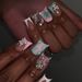 Beauty & Health Smudged Sweet Cool Glitter Rhinestone Texture Heart Wearable Nail Duckbill Medium False Nails_viptrois.com
