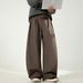 Men's Clothing Three Dimensional Pleated Drape Scimitar Trousers For Men In Autumn Style Loose Straight Trousers Old Money Style Belt Casual Pants_viptrois.com