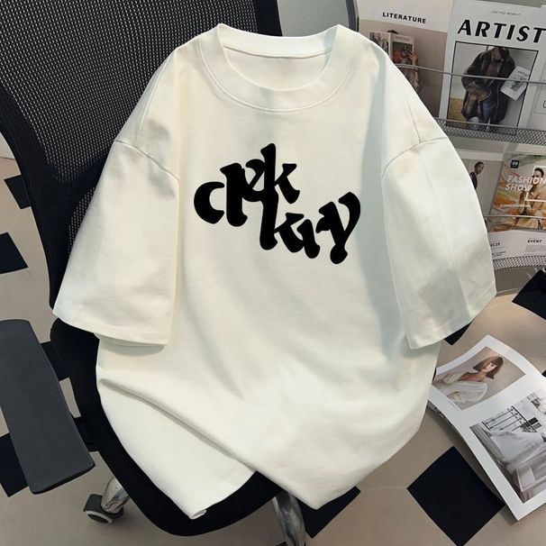 100% Ure Cotton Minimalist Letter T-shirt Summer New Ins Men And Women's Coule Outfit Short Niche Half Sleeved Cool_viptrois.com