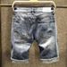 Men's Clothing Sanli Dadi Summer Light Color Hole Denim Shorts Men's Loose Five Point Pants Men's Style Trendy Brand Split Pants_viptrois.com