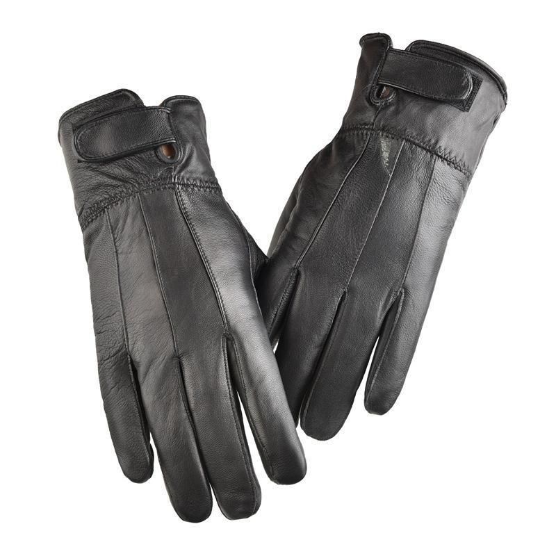 Men's Gloves Genuine Leather Gloves Autumn And Winter Plus Velvet Warm Pure Sheepskin Gloves Windproof Cold Proof Outdoor Cycling Driving Gloves_viptrois.com
