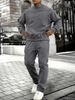 Men's Plus Size Fleece Hoodie & Jogger Set - Loose Fit Casual Sportswear For Running & Gym - Polyester Blend (Black/Dark Grey/Light Grey)_viptrois.com