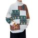 Pure Cross-Border Hot-Selling European Plus Size Patchwork Cable Knit Sweater Men's Turtleneck Christmas Halloween Trend_viptrois.com