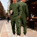 Men's Casual Workwear Set - Loose Fit Long Sleeve T-Shirt & Pants For Commuting, Outdoor & Sports (Black, White, Khaki, Burgundy, Light Gray_viptrois.com
