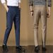 Men's Clothing Suit Trousers Four Seasons Business Men's Suit Trousers Straight Iron Free Elastic Slim Youth Casual Trousers Men_viptrois.com