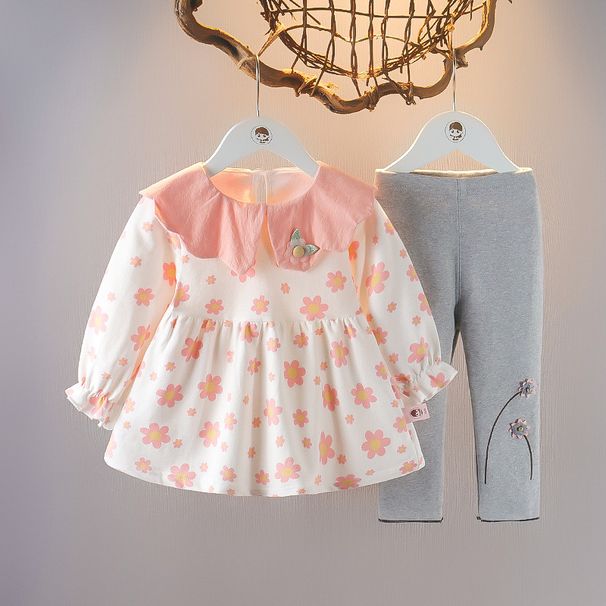 kid's clothing Autumn floral two-piece set 1-2-3 year old girl baby cartoon set baby autumn outing clothes_viptrois.com