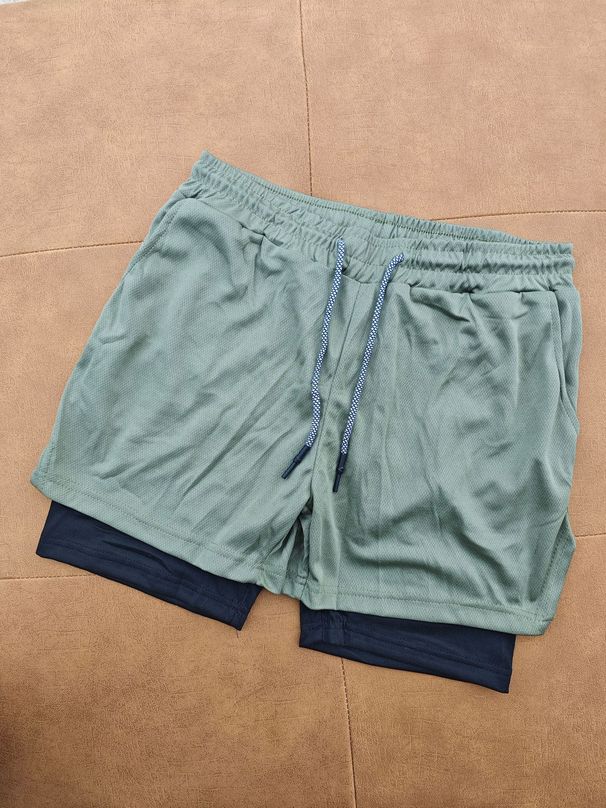 Men's Clothing Shorts Breathable Double Layer Quick Drying Sports Pants Men's Summer Fitness Sports Shorts_viptrois.com