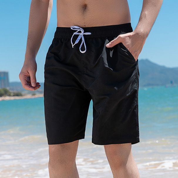 Men's Clothing Five Point Swimming Trunks Solid Color Large Size Casual Sports Shorts_viptrois.com
