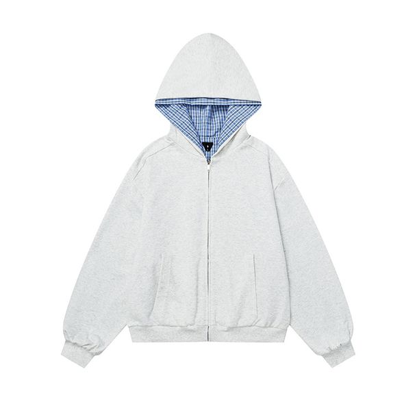 Men's Clothing American Style Patchwork Plaid Hooded Reversible Autumn And Winter Cardigan Sweatshirt Jacket Men's Cleanfit_viptrois.com