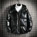 Men's Clothing Winter Thick Hooded Cotton Padded Jacket With Glossy Finish, Embroidered US Letter, Casual Puffer Jacket, Cotton Padded Outerwear_viptrois.com