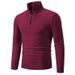 Loom Foreign Trade Half Turtleneck Sweater For Men, Autumn And Winter Solid Color Thick Stand Collar Slim Fit Zipper Knitted_viptrois.com
