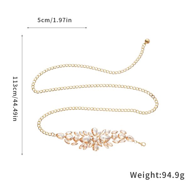 Diamond-Studded Water Drop Flower Long Belt Niche Light Design Versatile Chain Fashionable High-End Waist_viptrois.com