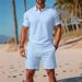 New Men's Summer Casual Sports Versatile Slim Fit Short Sleeved Fashion Polo Shirt And Shorts Set_viptrois.com