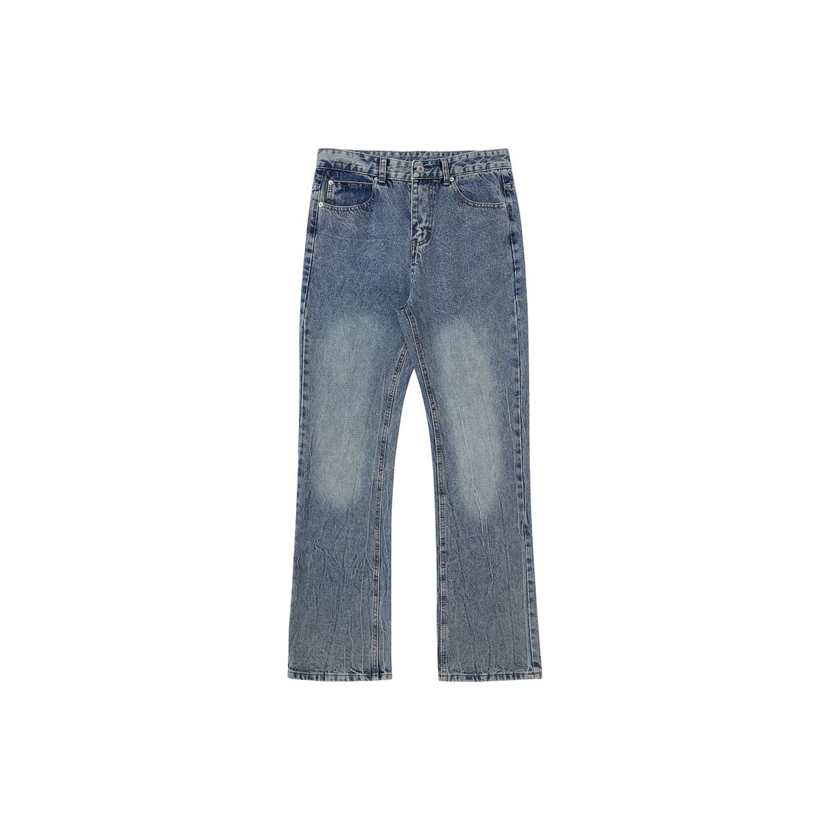 Men's Clothing Cleanfit Ripple Blue Cow Must Have Ripple Washed Lightning Pattern Flared Jeans Bootcut Trousers Men_viptrois.com