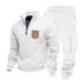 Cross-border American Autumn And Winter Heavy Men's Loose Velvet Tooling Commuter Stand-up Collar Sweater Tooling Sweatpants Two-piece Set_viptrois.com